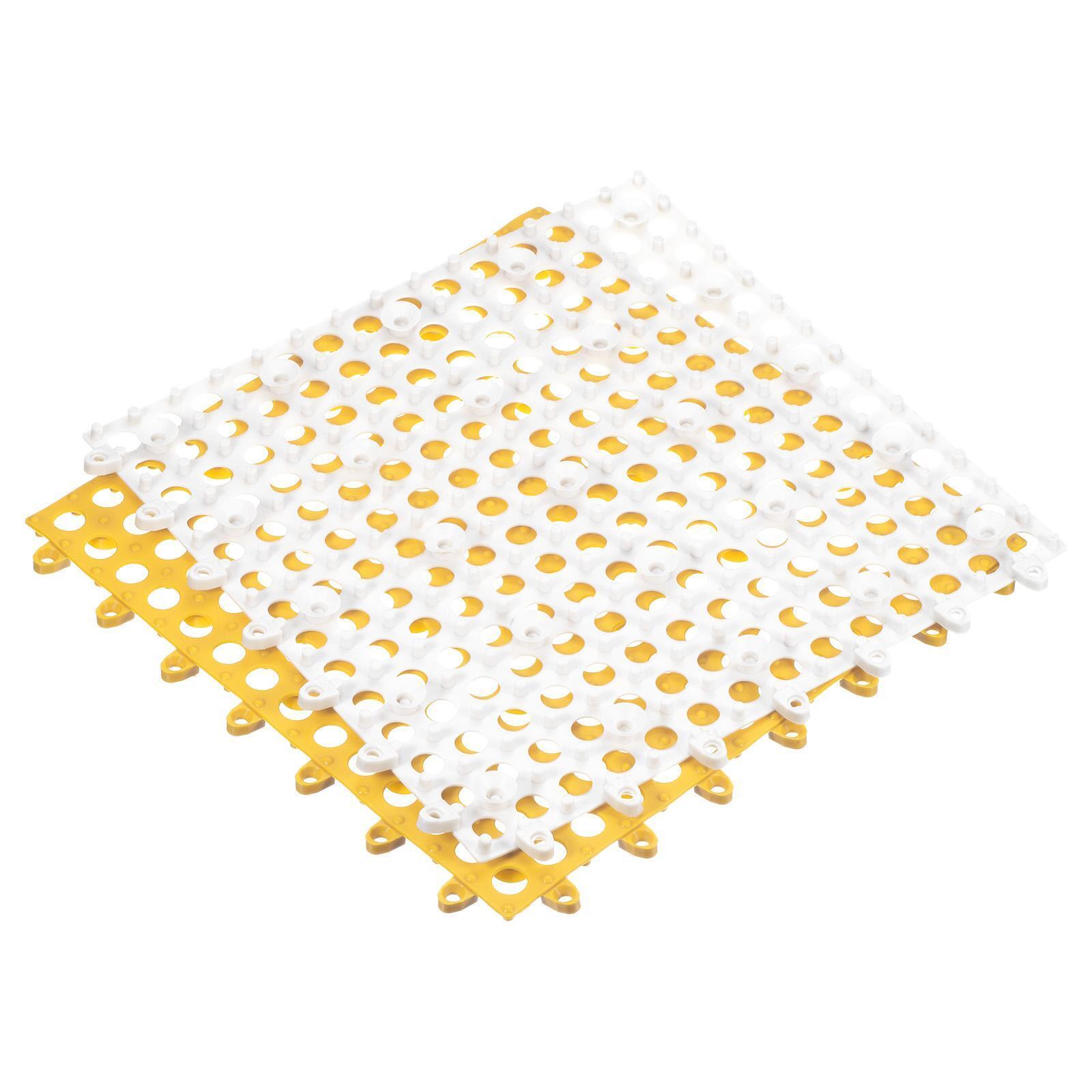 4pcs Interlocking Cushion 11.8" Plastic Yellow+white Drain Mat With Suction Cups